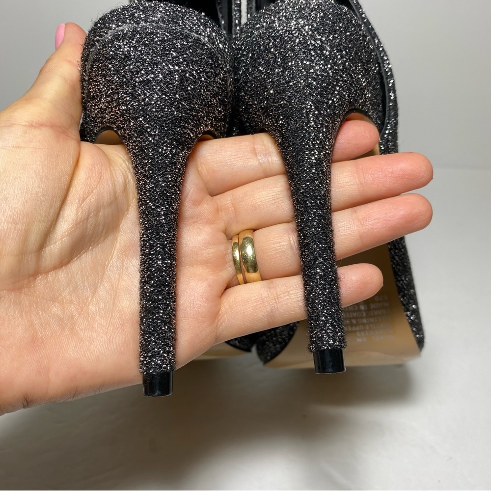 Steve Madden Rakel Glitter Bootie Sandal Heels Black Shimmer Women’s Size 8 - Picture 13 of 16